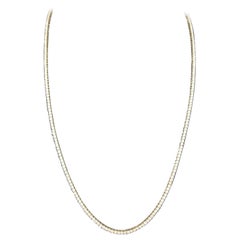 4.65 Carat Round Brilliant Cut Diamond Tennis Necklace 14 Karat Yellow Gold