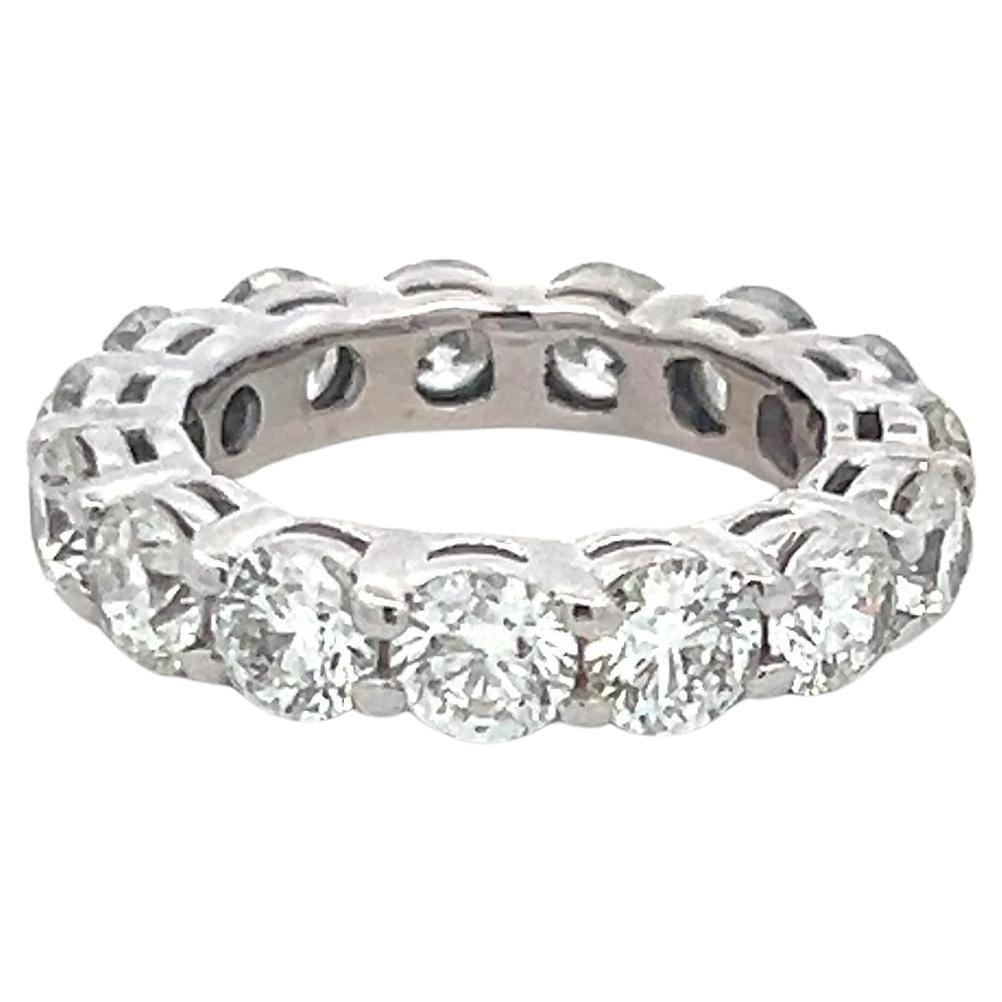 4.65 Carat Round Brilliant G VS Diamond 14 Karat White Gold Eternity Band Ring