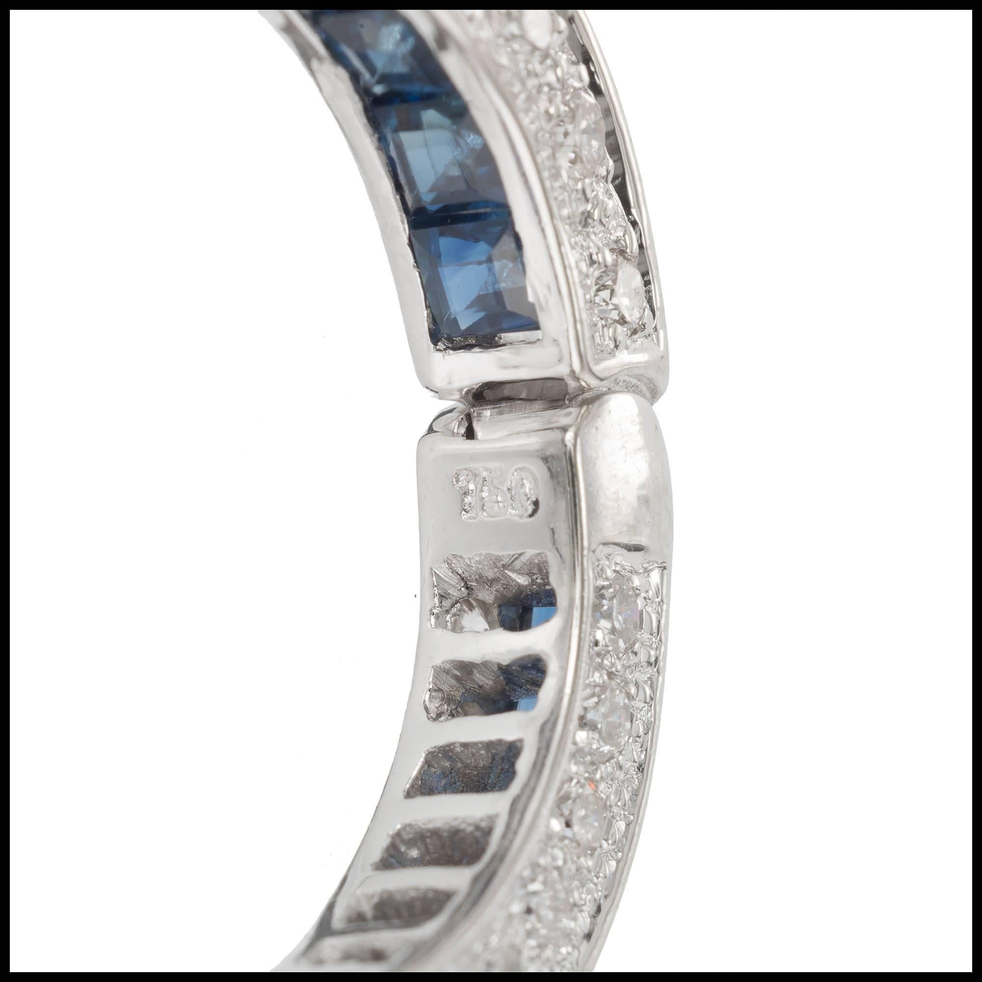 Women's 4.65 Carat Sapphire Diamond Inside Out Gold Hoop Earrings