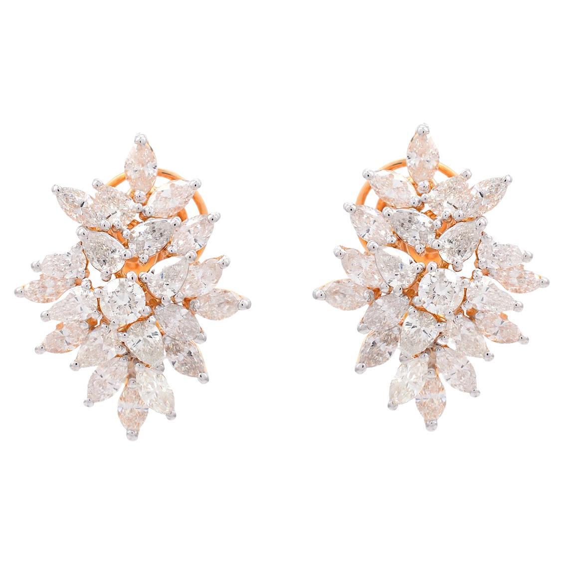 4.65 Carat SI Clarity HI Color Diamond Earrings 14 Karat Rose Gold Fine Jewelry