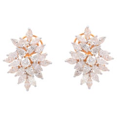 4.65 Carat SI Clarity HI Color Diamond Earrings 14 Karat Rose Gold Fine Jewelry