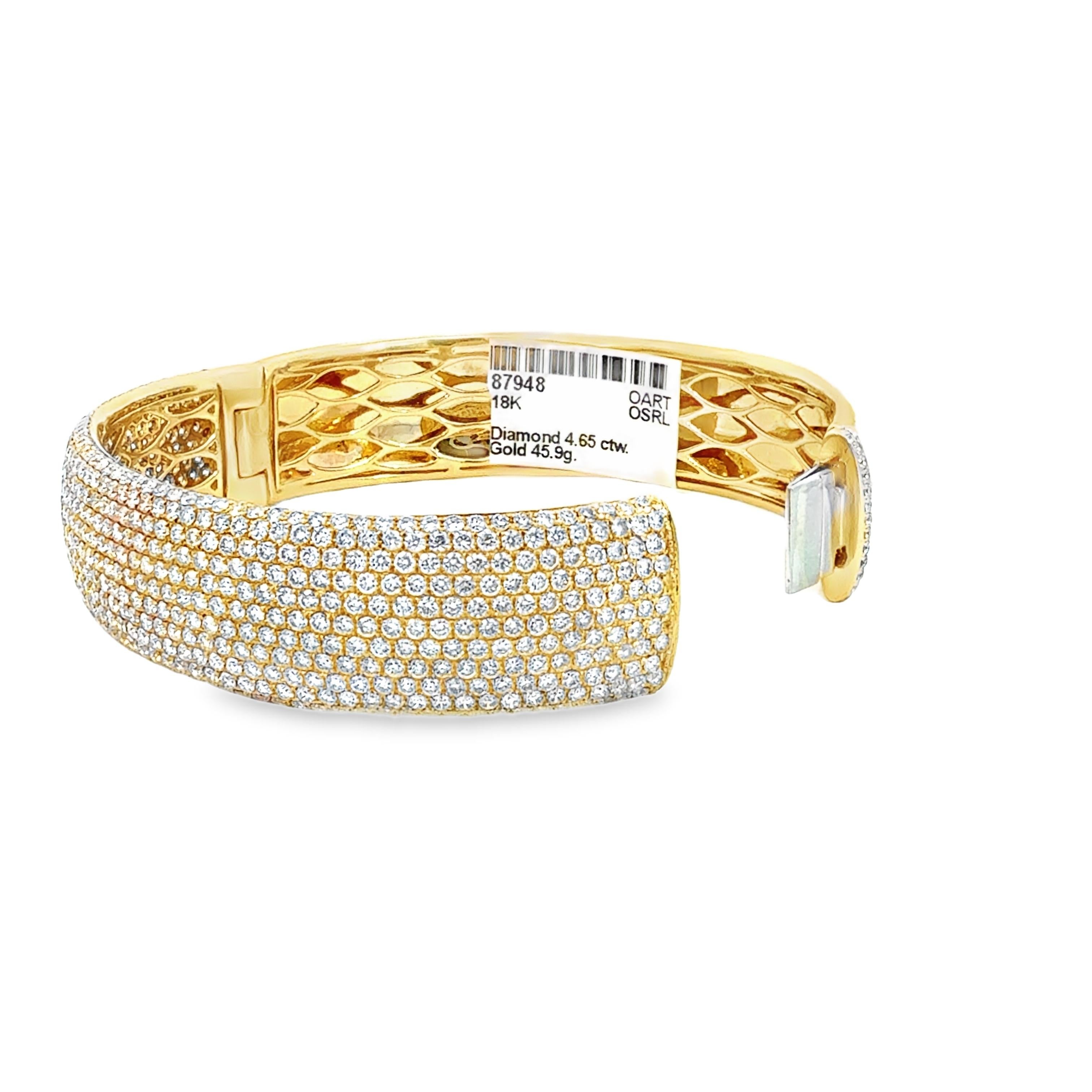 Bracelet en or jaune à diamants de 4,65 carats Unisexe en vente