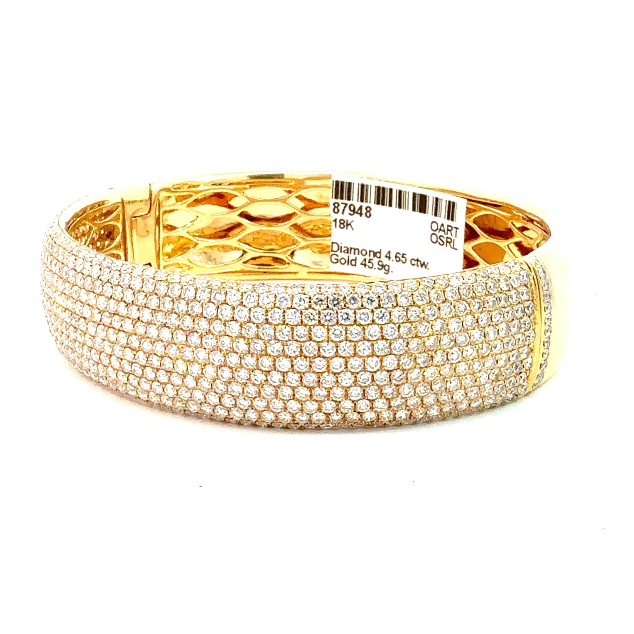Bracelet en or jaune à diamants de 4,65 carats en vente 2