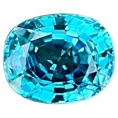 4.65 carats Blue Zircon Stone Cushion Cut Natural Cambodian Gemstone