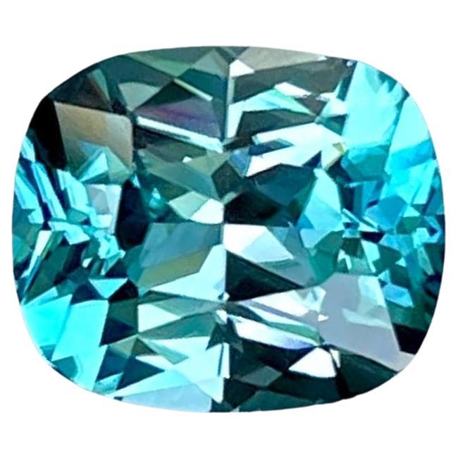4.65 carats Blue Zircon Stone Cushion Cut Natural Cambodian Gemstone