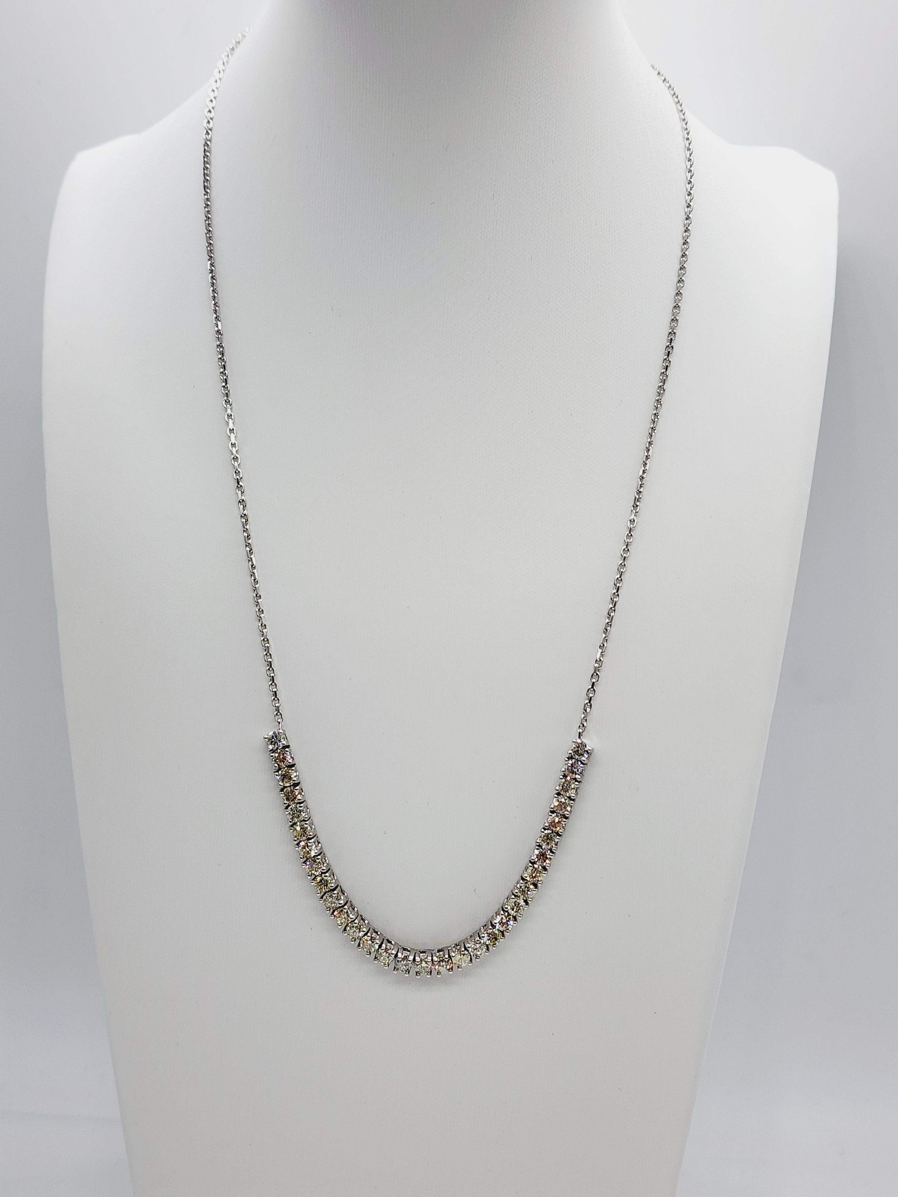 4.65 Carats Mini Diamond Tennis Necklace Chain 14 Karat White Gold. Diamond Link 4 inch, 
Length 20 inch, Average Color J, Clarity SI. natural diamonds. Adorn every way.