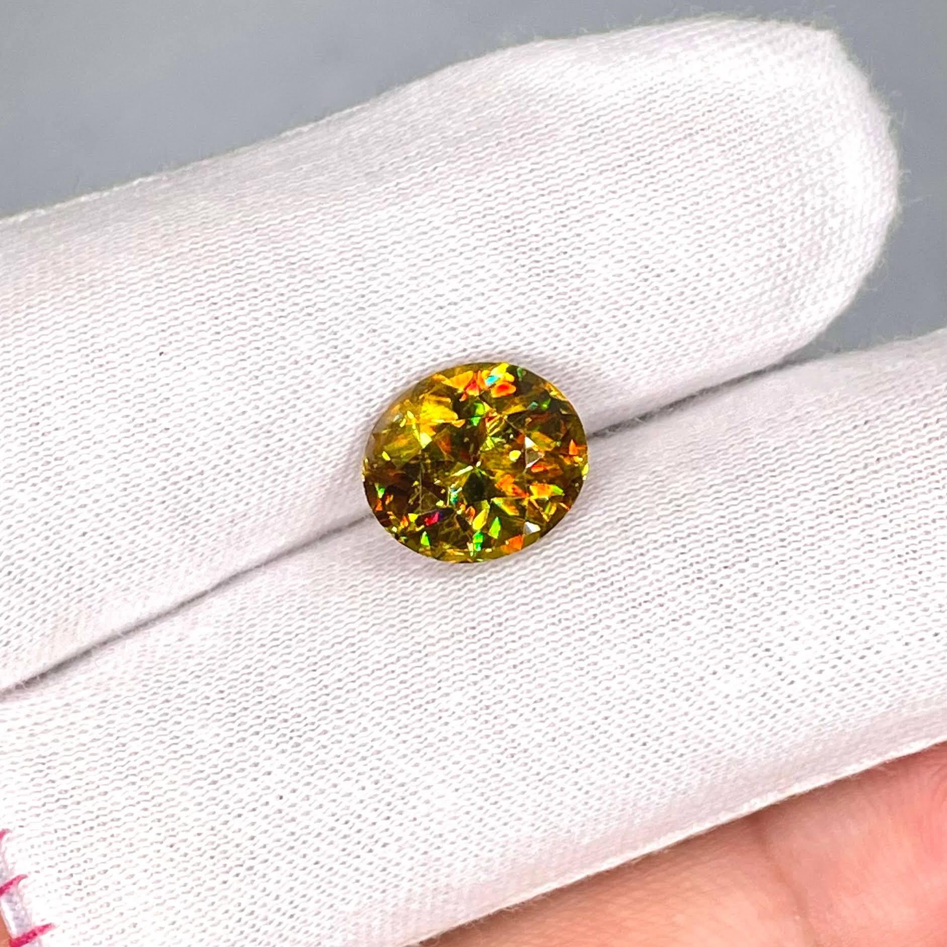 Modern 4.65 Carats Natural Loose Sphene Stone Oval Shaped Madagascar's Gemstone