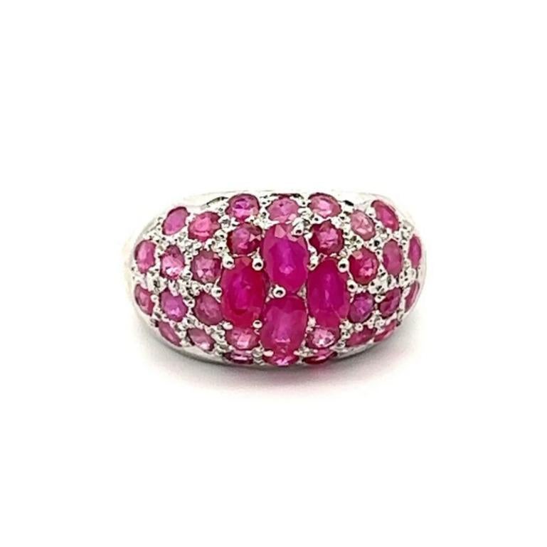 For Sale:  4.65 Carats Statement Ruby Dome Wedding Ring for Women in 925 Sterling Silver 7