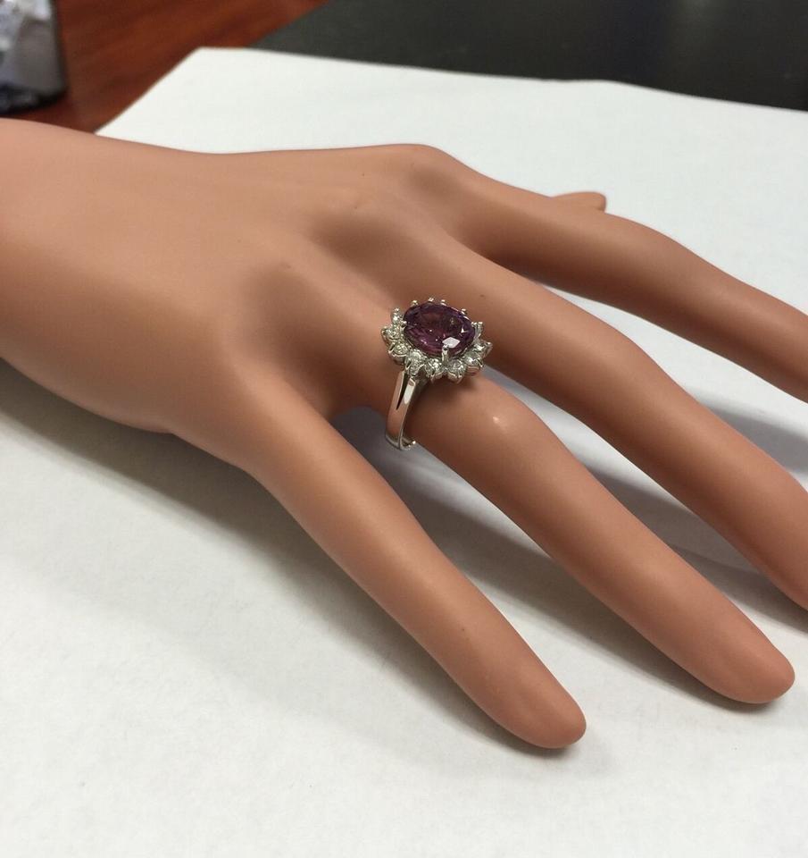 4.65 Ct Exquisite Natural Pink Tourmaline and Diamond 14K Solid White Gold Ring For Sale 4