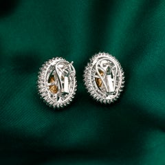 4.65 ct Natural Baguette Diamond Ballerina Double Earrings, 18K Two-Tone Gold