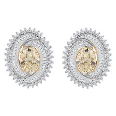 4.65 ct Natural Baguette Diamond Ballerina Double Earrings, 18K Two-Tone Gold