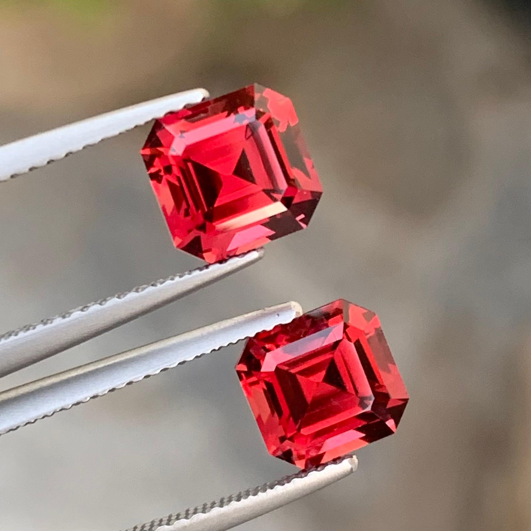 Faceted Rhodolite Garnet
Weight: 4.65 Carats Both
Dimension: 6.9x6.7x5.2 Mm
Origin: Tanzania Africa
Color: Red
Treatment: Non
Shape: Square
Cut: Asscher Cut
The Rhodolite resembles pomegranate seeds, since both are eternal both are love symbols.