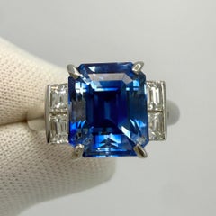 4.65ct GIA Certified Octagon Vivid Blue Ceylon Sapphire & Diamond Platinum Ring