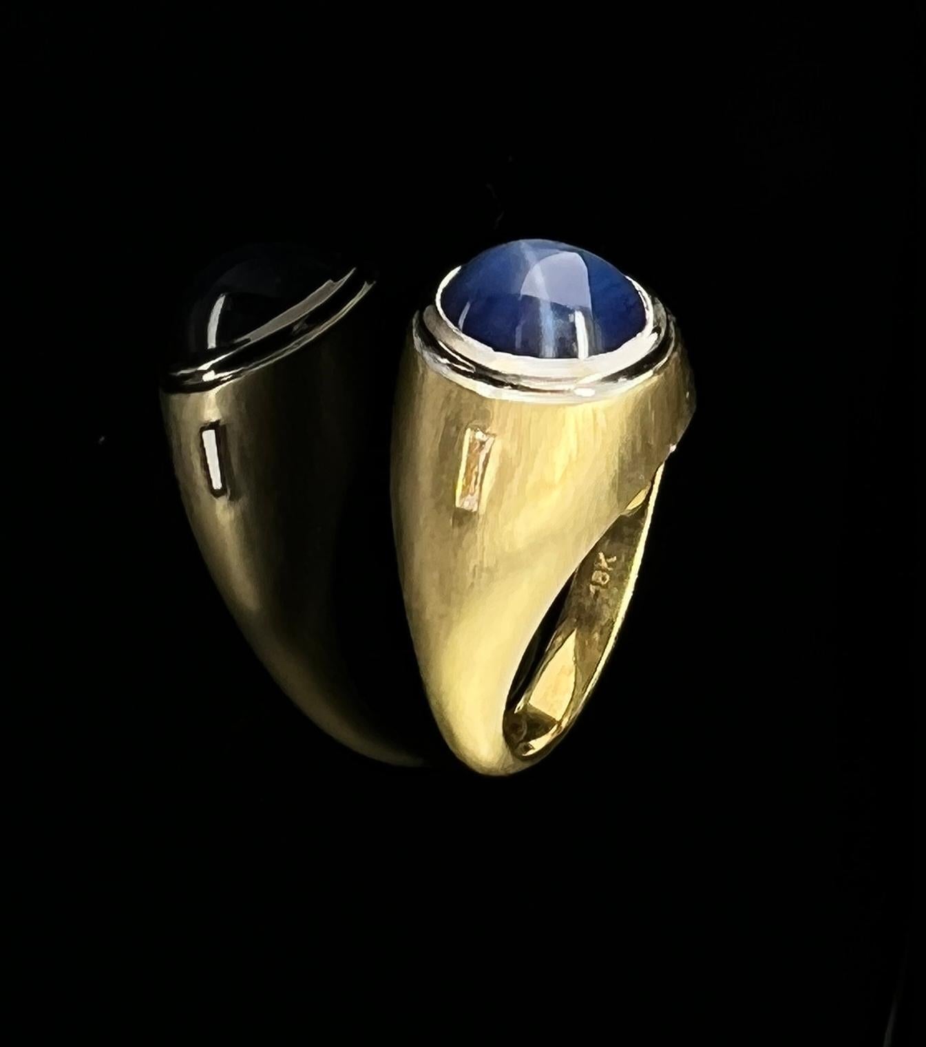 Modern 4.65ct Star Sapphire Men's Ring  For Sale