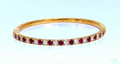 4,65ct Vivid Red Natural Ruby Diamonds Tennis Flexible Armreif Armband 14kt