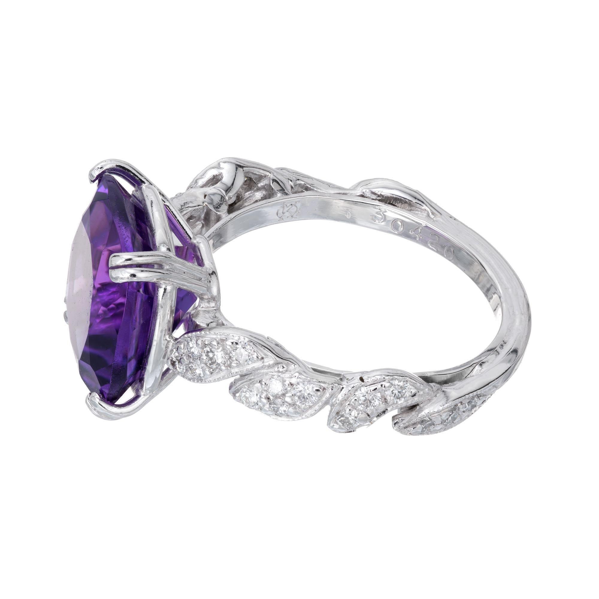 4.66 Carat Amethyst Diamond Platinum Cocktail Ring In Excellent Condition For Sale In Stamford, CT