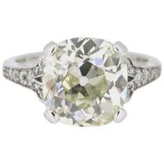 4.66 Carat Old European Cushion Cut Diamond Platinum Engagement Ring