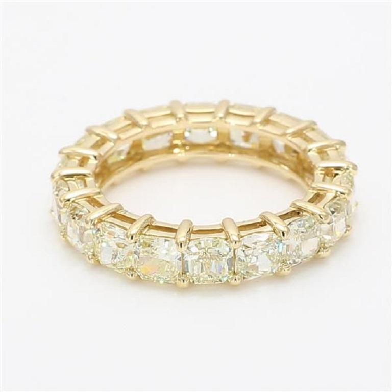 Rare radiant natural yellow diamond eternity band. Can be used as a wedding band or in addition to your collection of jewels.

Total Weight: 4.66cts

Stone Measurements: approximately 3.75 x 3.5 x 2.25mm

Natural Radiant Yellow Diamonds 

18K Yellow