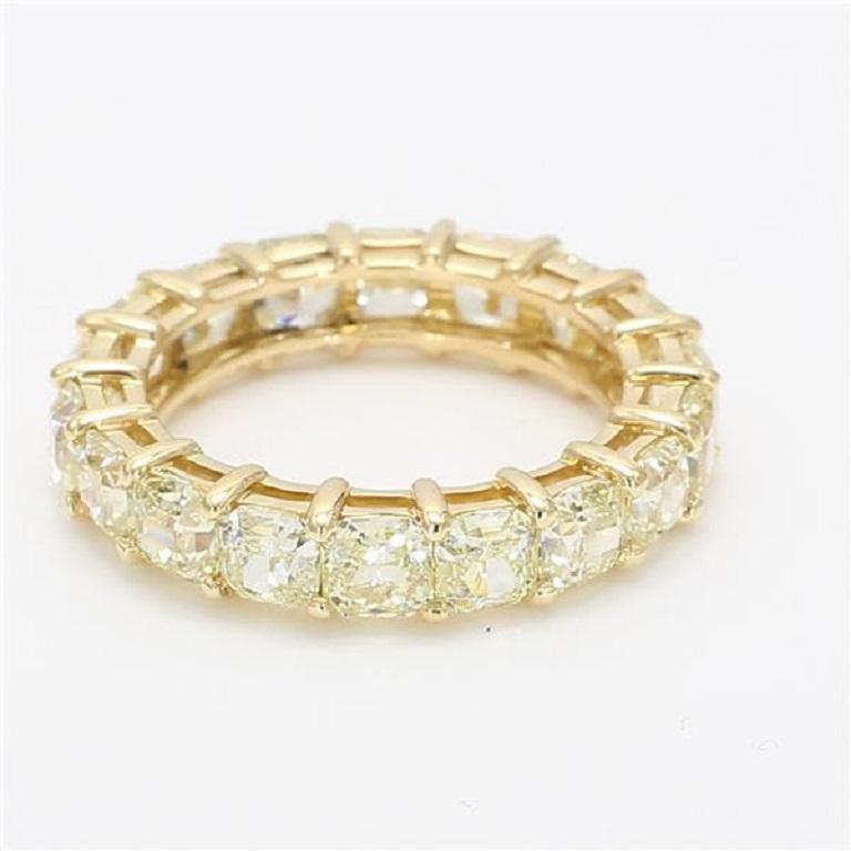 Contemporary Natural Yellow Radiant Diamonds 4.66 Carats TW Yellow Gold Eternity Band