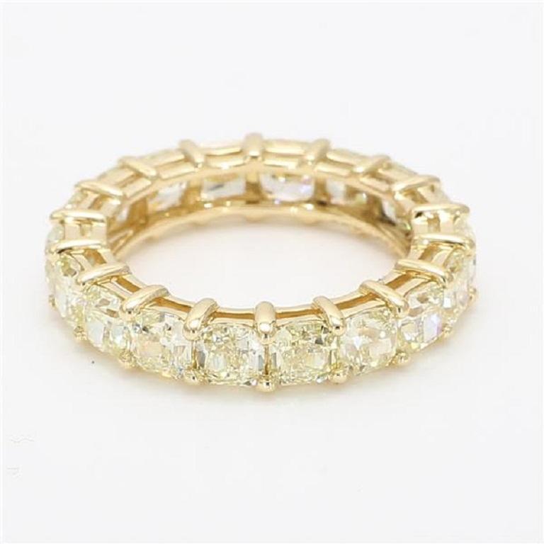 Radiant Cut Natural Yellow Radiant Diamonds 4.66 Carats TW Yellow Gold Eternity Band
