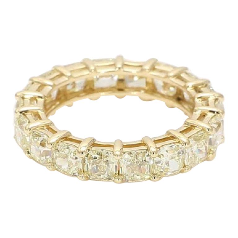 Natural Yellow Radiant Diamonds 4.66 Carats TW Yellow Gold Eternity Band
