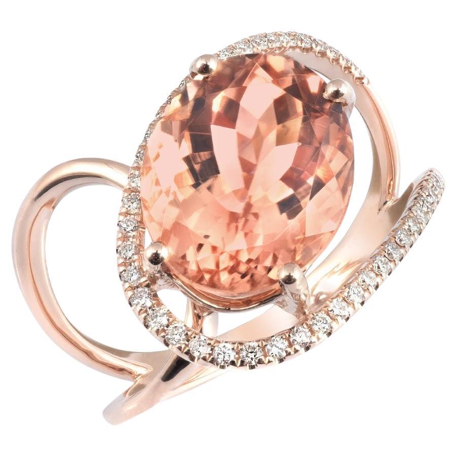 4.66 Carats Orange-Pink Tourmaline Diamonds set in 14K Rose Gold Ring For Sale