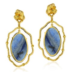46.60ct Kynite Dangle Earrings With Diamonds Made In 18k yellow Gold
