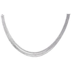 46.62 Carat Round Brilliant 18 Karat White Gold Diamond layered Line Necklace 