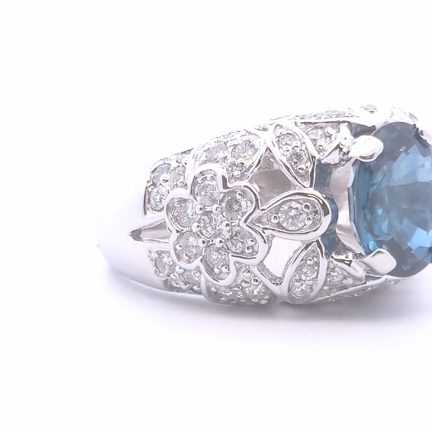 4.66ct Dia Sapphire Ring in 14k WG In New Condition For Sale In Tustin, CA