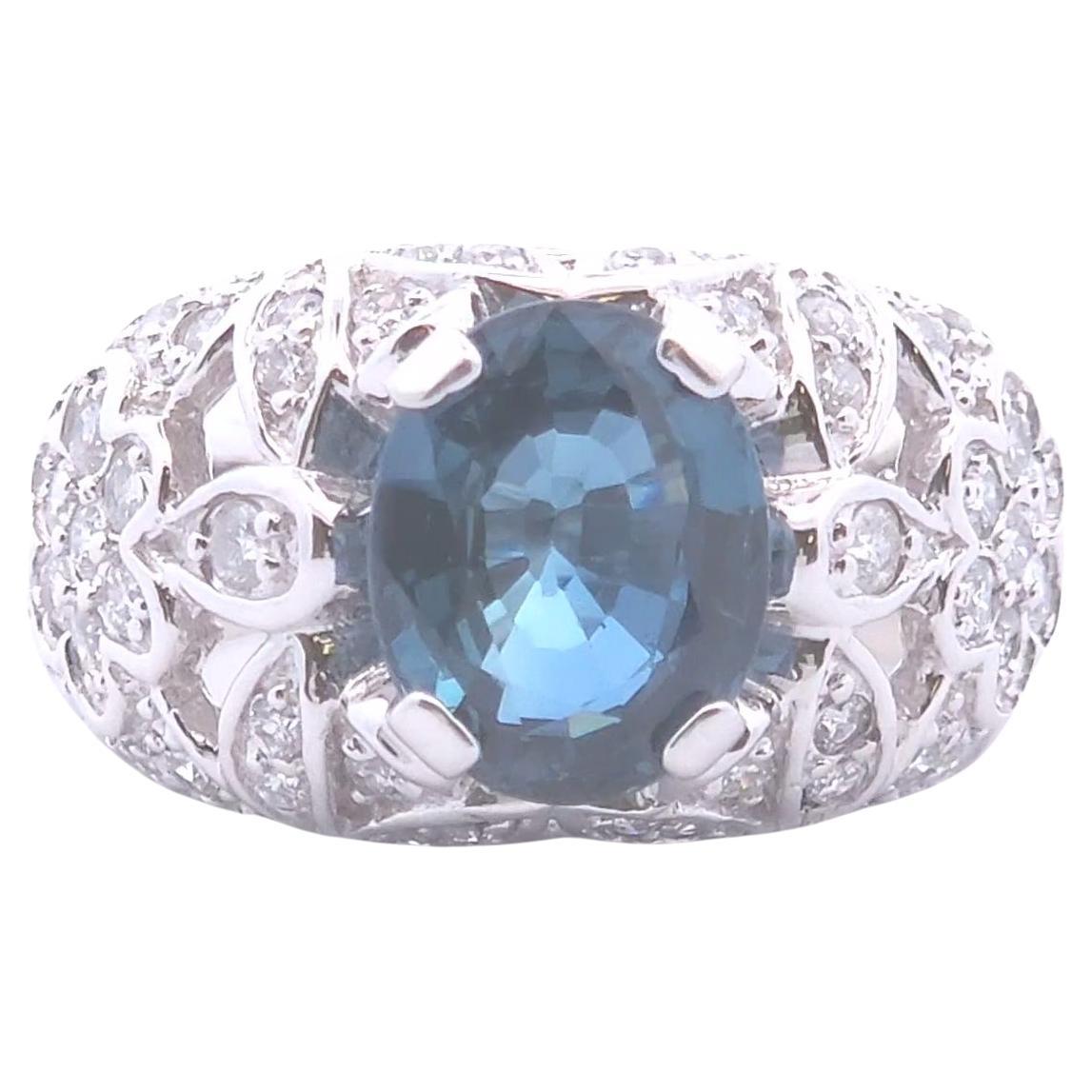 4.66ct Dia Sapphire Ring in 14k WG