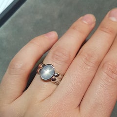 4.66 Carat Lilac-Grey Star Sapphire Ring with an 18 Karat White Gold Carved Band
