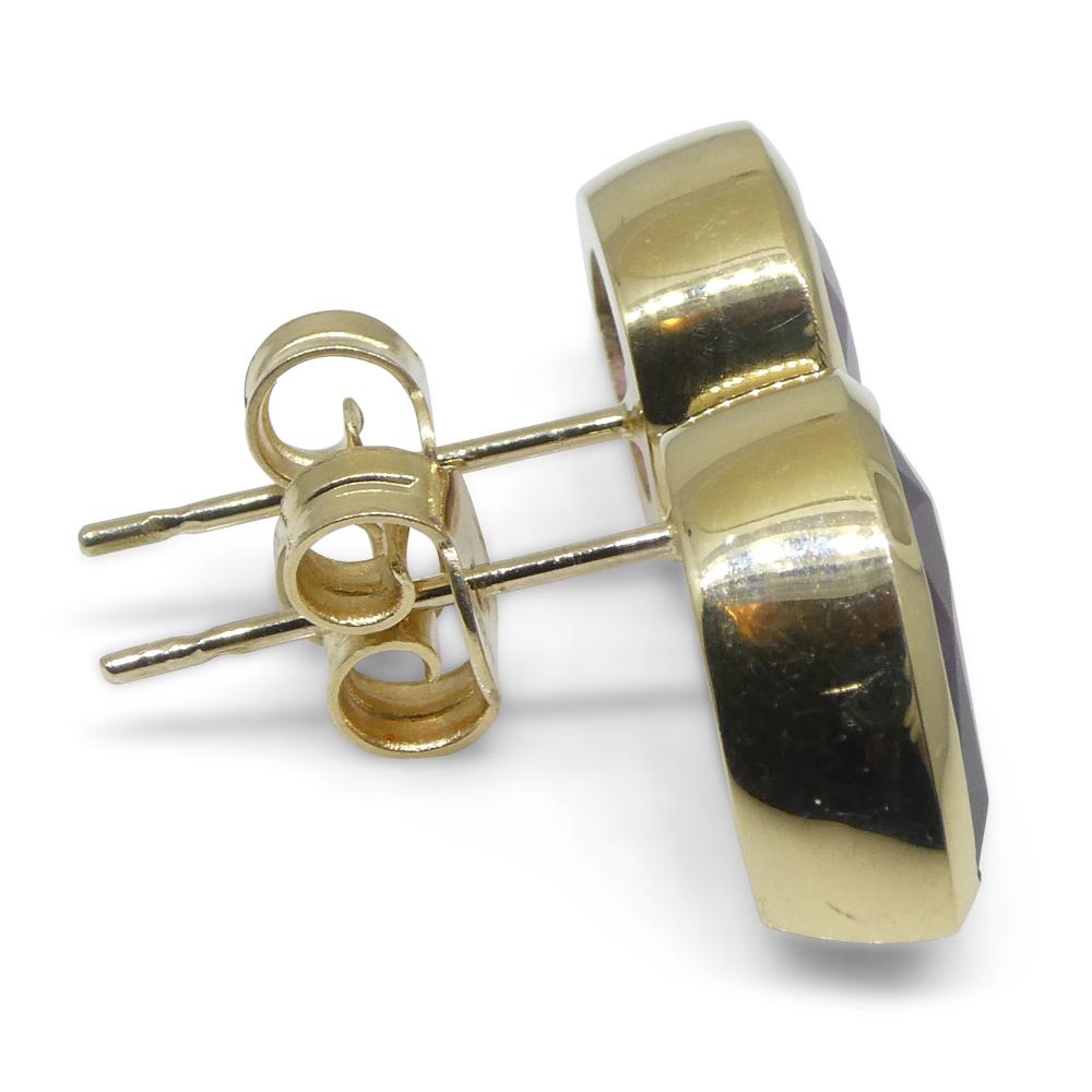 4.66ct Pear Rhodolite Garnet Stud Earrings set in 14k Yellow Gold For Sale 7