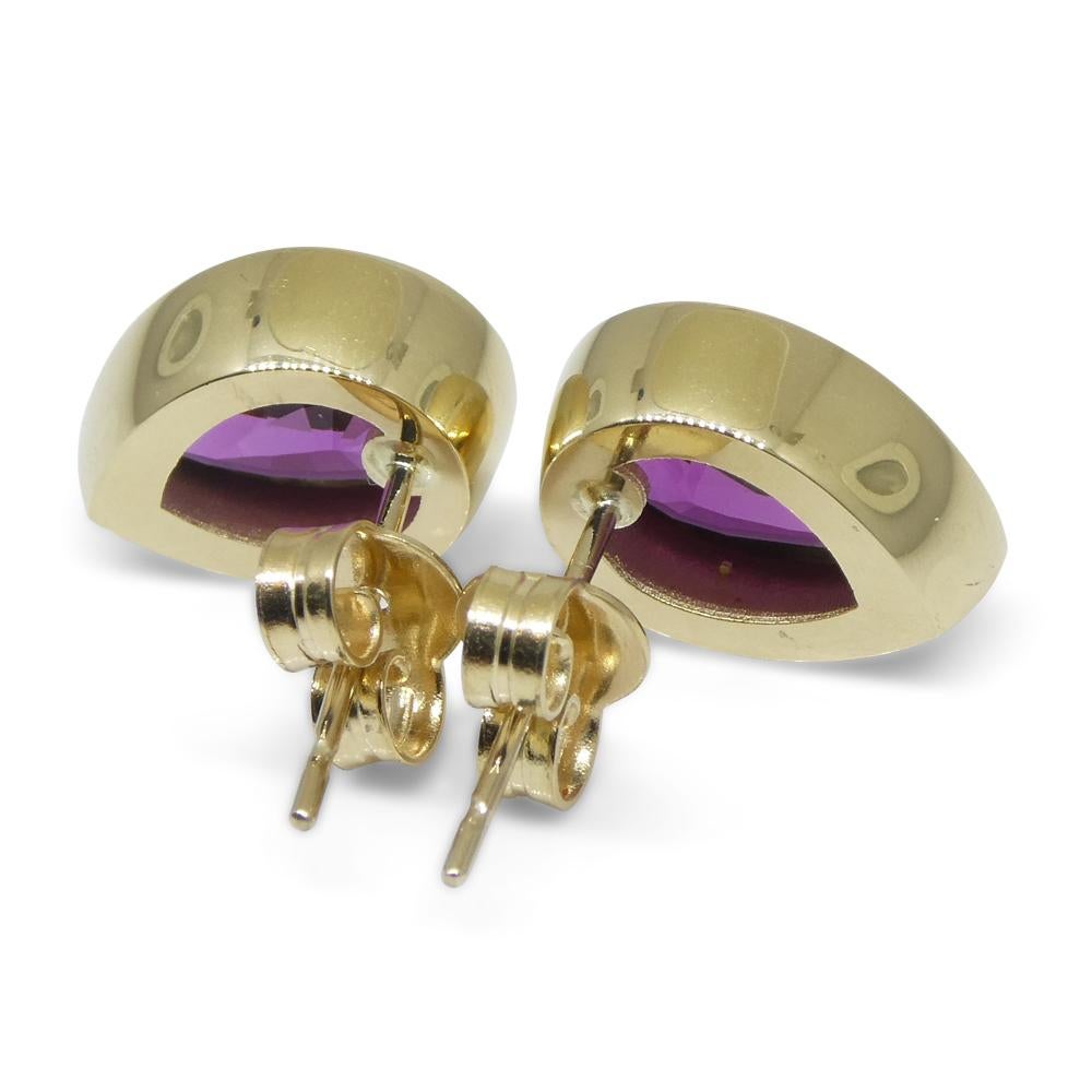 4.66ct Pear Rhodolite Garnet Stud Earrings set in 14k Yellow Gold For Sale 8
