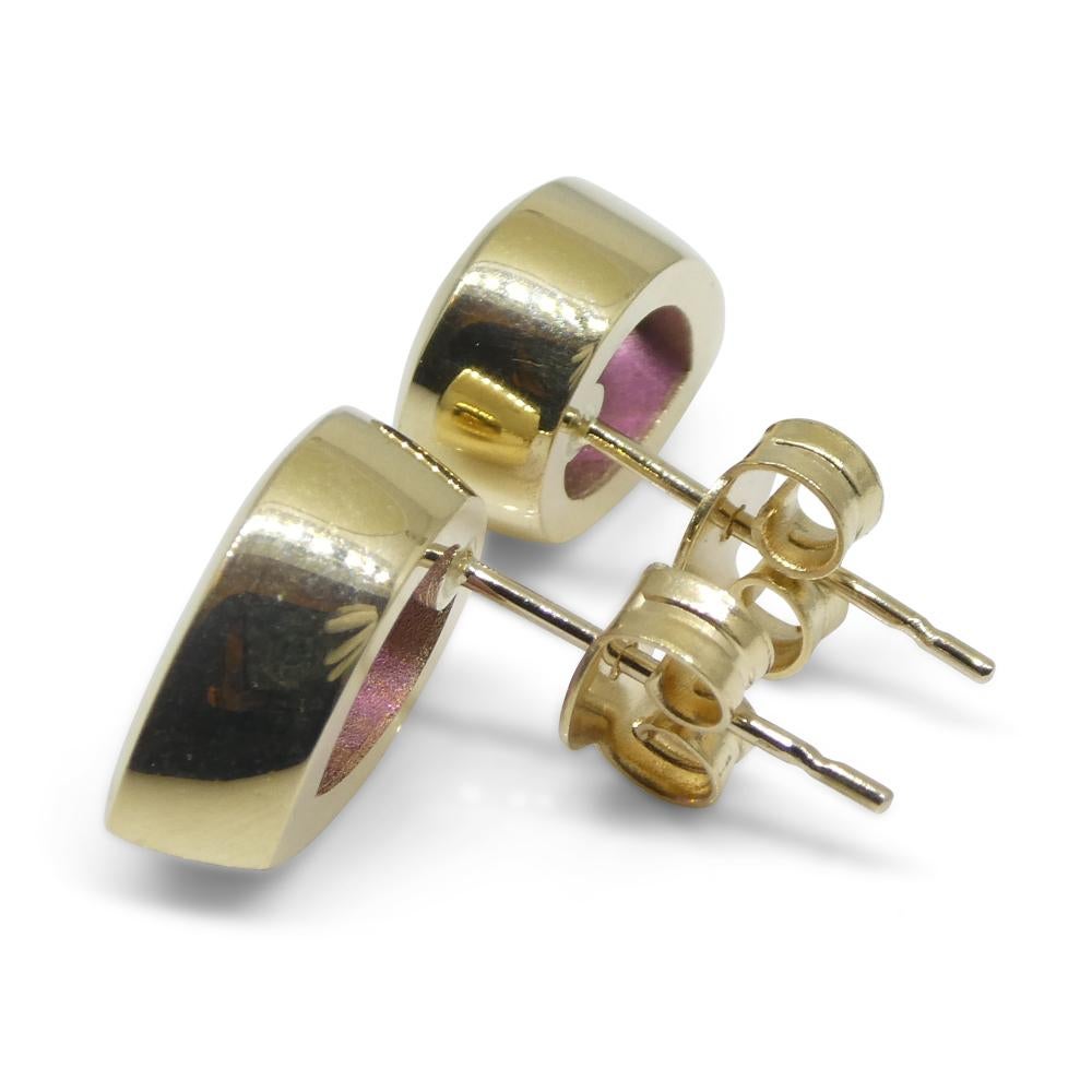 Clous d'oreilles en or jaune 14 carats avec grenat rhodolite en forme de poire de 4,66 carats en vente 10