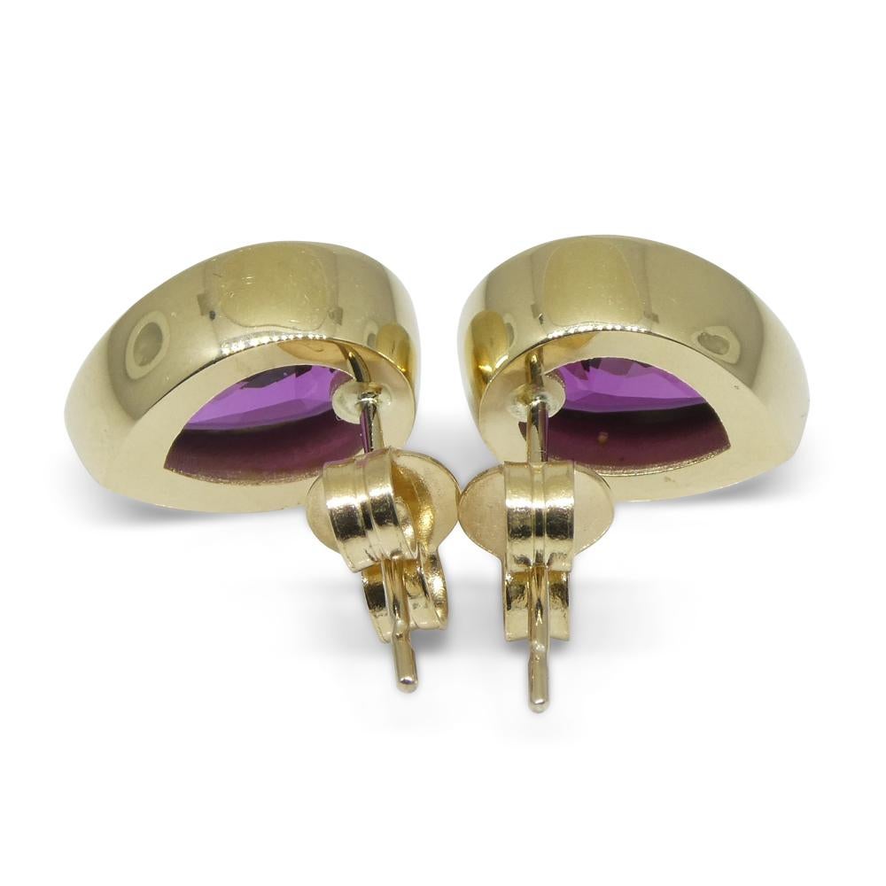 4.66ct Pear Rhodolite Garnet Stud Earrings set in 14k Yellow Gold For Sale 23