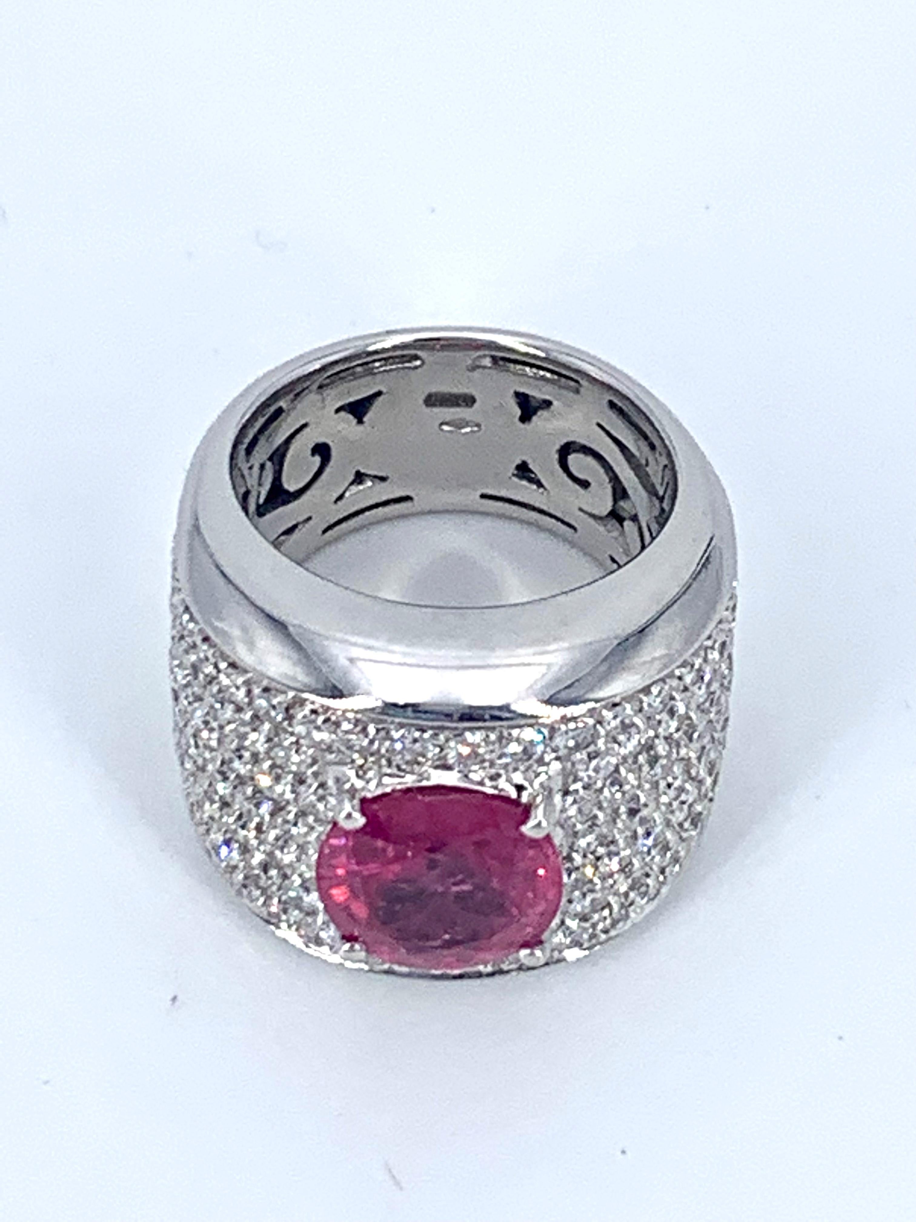 Contemporary Burma Ruby 4.67 Carat and 3.25 Carat Diamond Band Ring In New Condition In Florence, IT