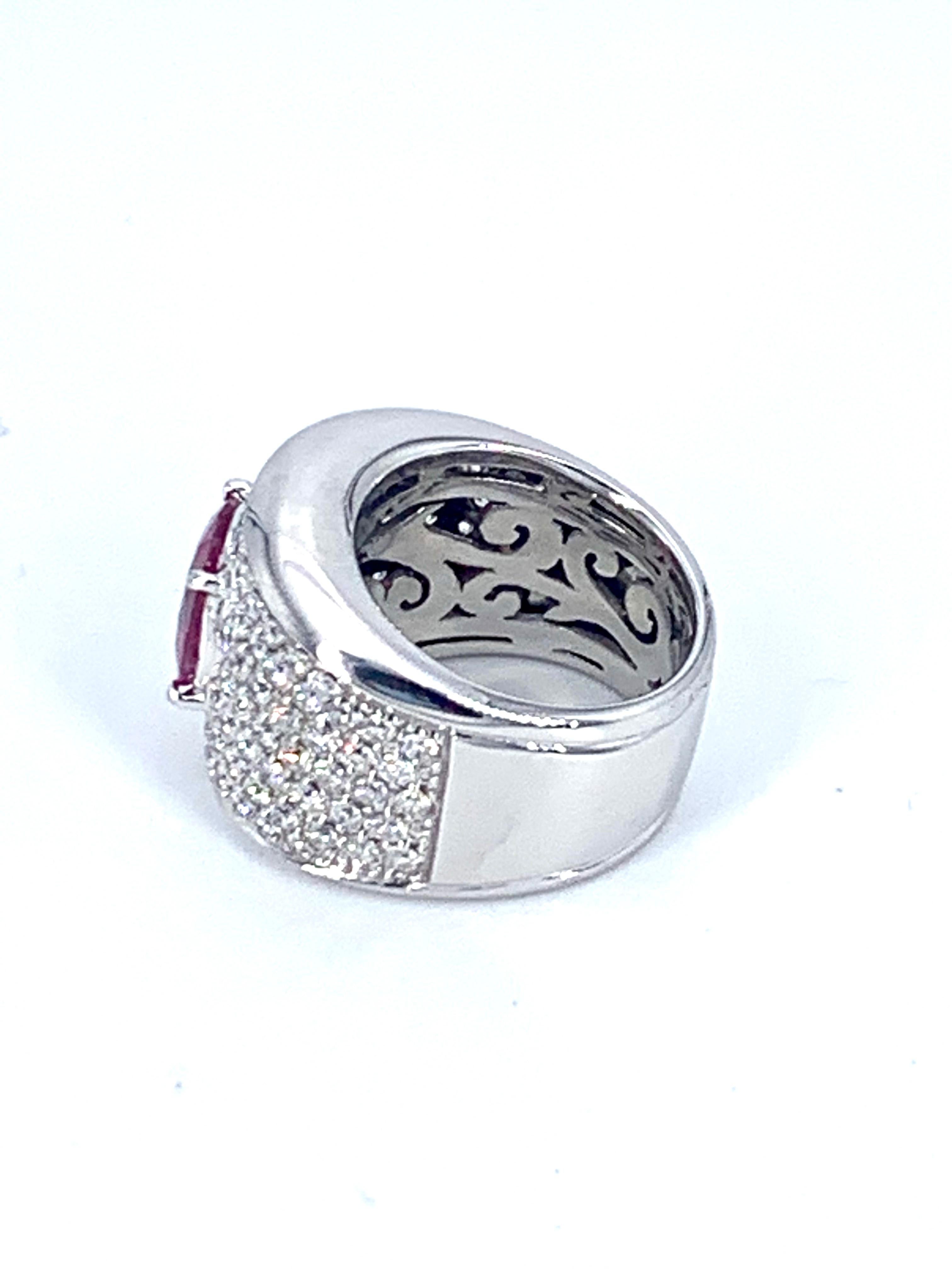 Contemporary Burma Ruby 4.67 Carat and 3.25 Carat Diamond Band Ring 1