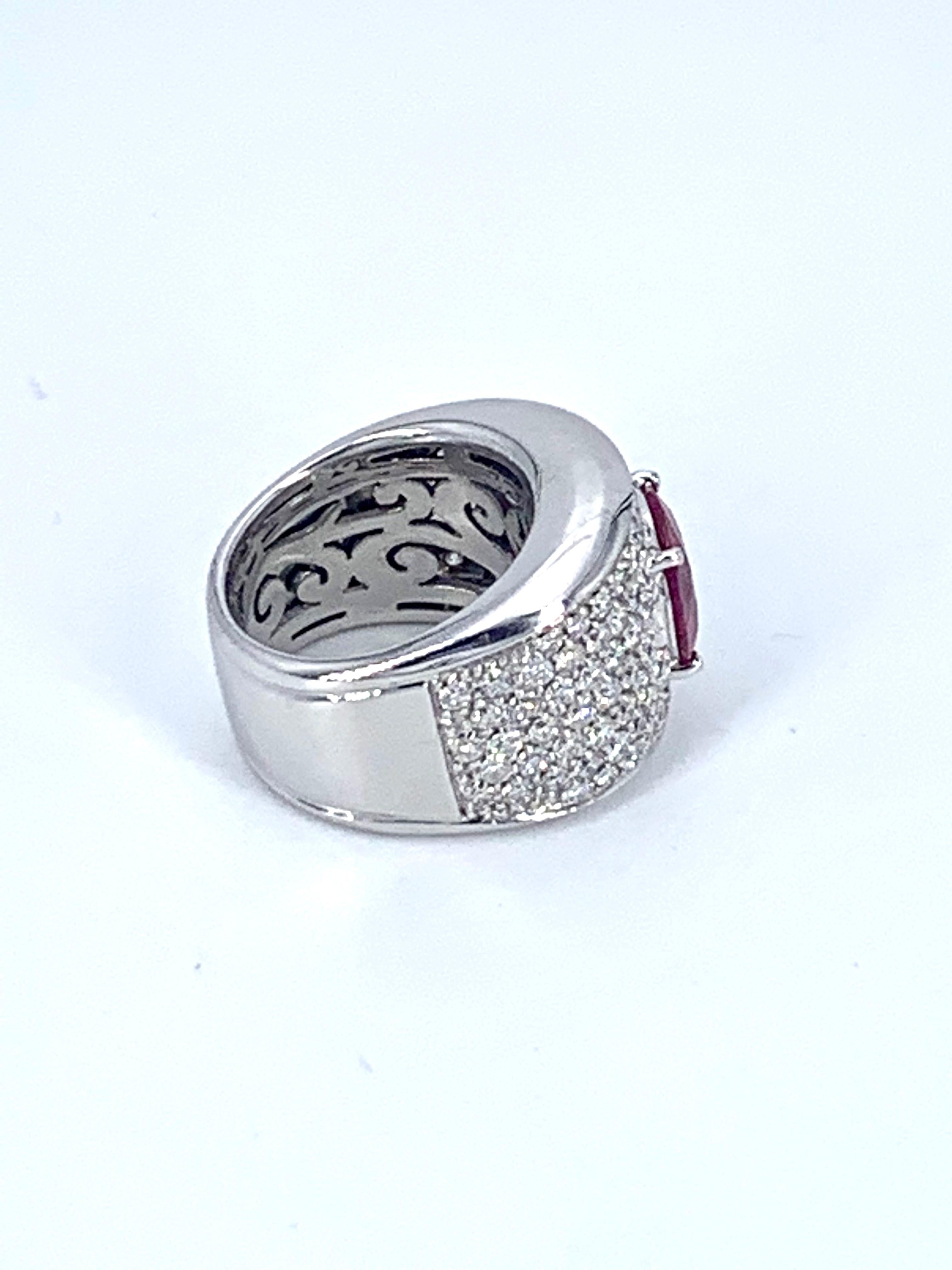Contemporary Burma Ruby 4.67 Carat and 3.25 Carat Diamond Band Ring 2