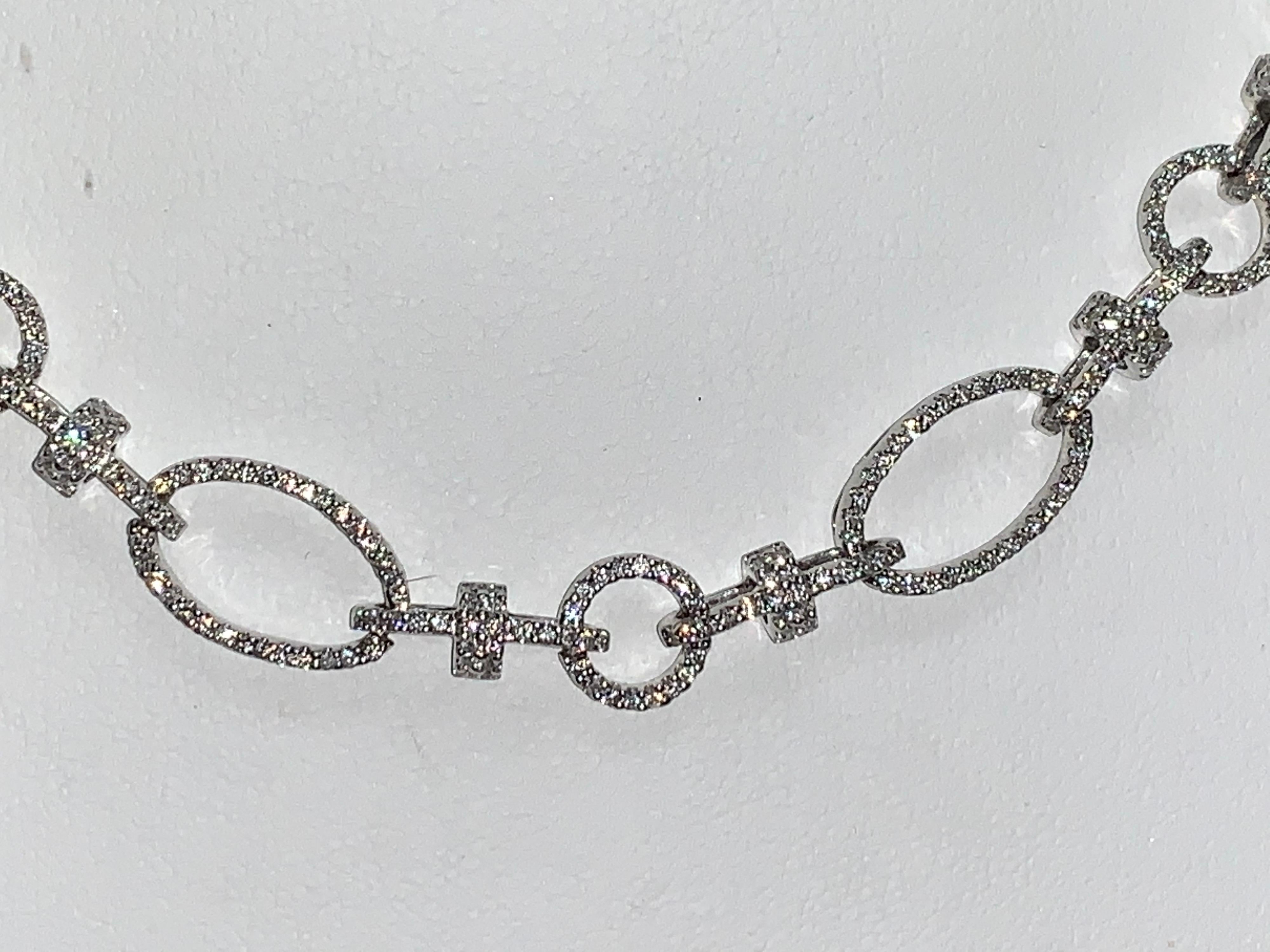 Art Deco Pavé Diamond, White Gold Necklace For Sale