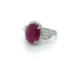 4.67 Carat Mozambique Ruby & Diamond Ring in 18 Karat White Gold