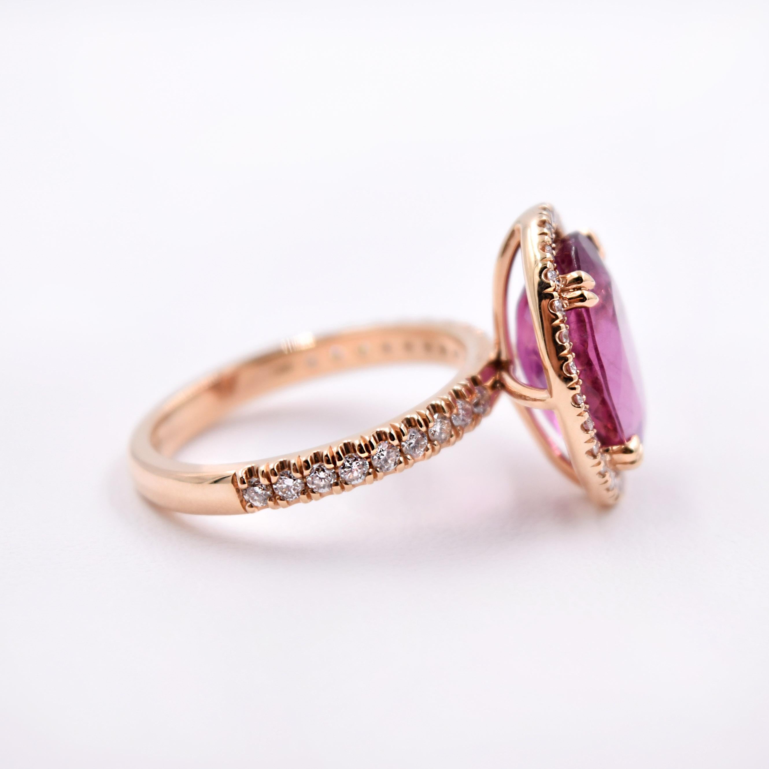 18 carat pink gold with pink tourmaline