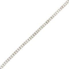 4.67 Carat Princess Cut Diamond Tennis Bracelet 14 Karat in Stock