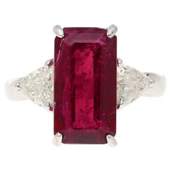 4.67 Carat Red Tourmaline and Diamond Ring