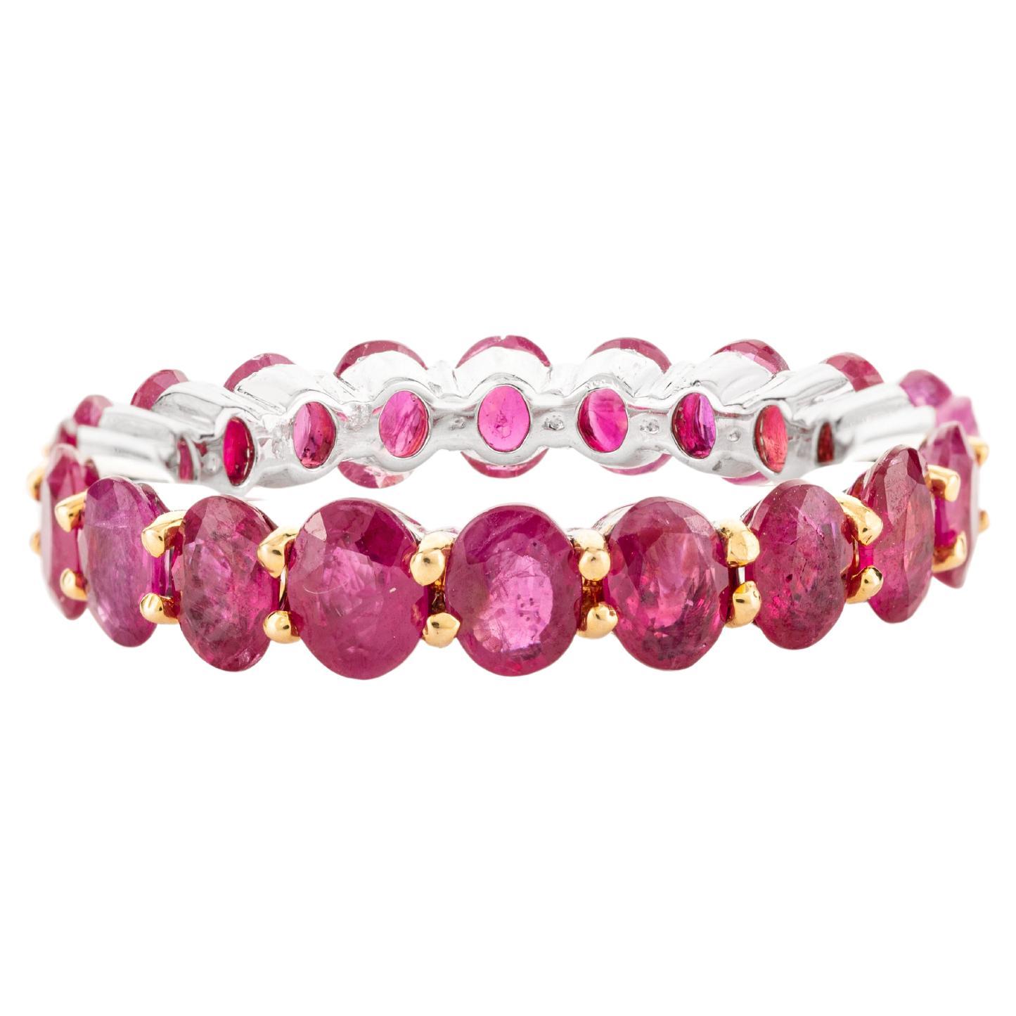 For Sale:  4.67 Carat Ruby Birthstone Eternity Band Ring in 14k Solid White Gold for Her