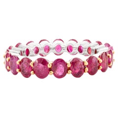 4.67 Carat Ruby Birthstone Eternity Band Ring in 14k Solid White Gold for Her