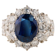 4.67 carat sapphire and 2.62 carat diamond statement ring