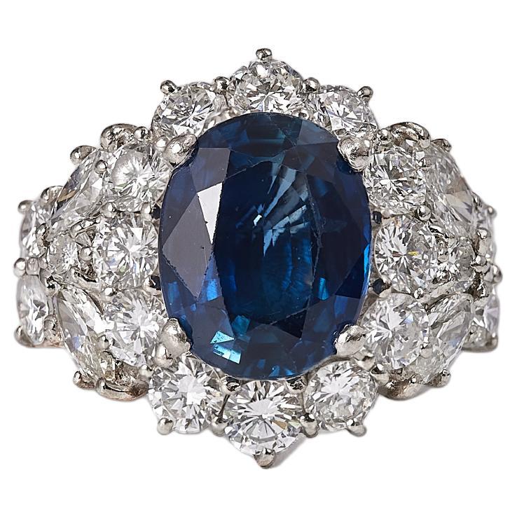 Bague fantaisie en saphir de 4,67 carats et diamants de 2,62 carats