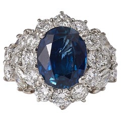 Bague fantaisie en saphir de 4,67 carats et diamants de 2,62 carats
