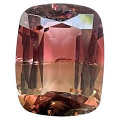 4.67 Carats Bi Color Tourmaline Cushion Faceted cutstone For Jewelry Natural Gem