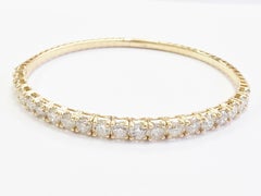 4.67 Ct Natural 14K Yellow Gold Flexible Diamond Bangle